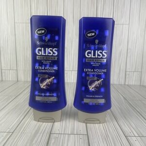 (2) Schwarzkopf GLISS Hair Repair Extra Volume Conditioner Liquid Keratin 13.6oz